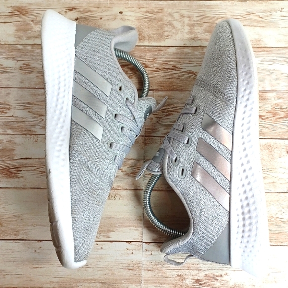 Adidas PureMotion Cloudfoam Sneakers Tennis Shoes Silver on Silver Women's 7 - Picture 7 of 11